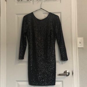 Black long sleeve sequin mini dress